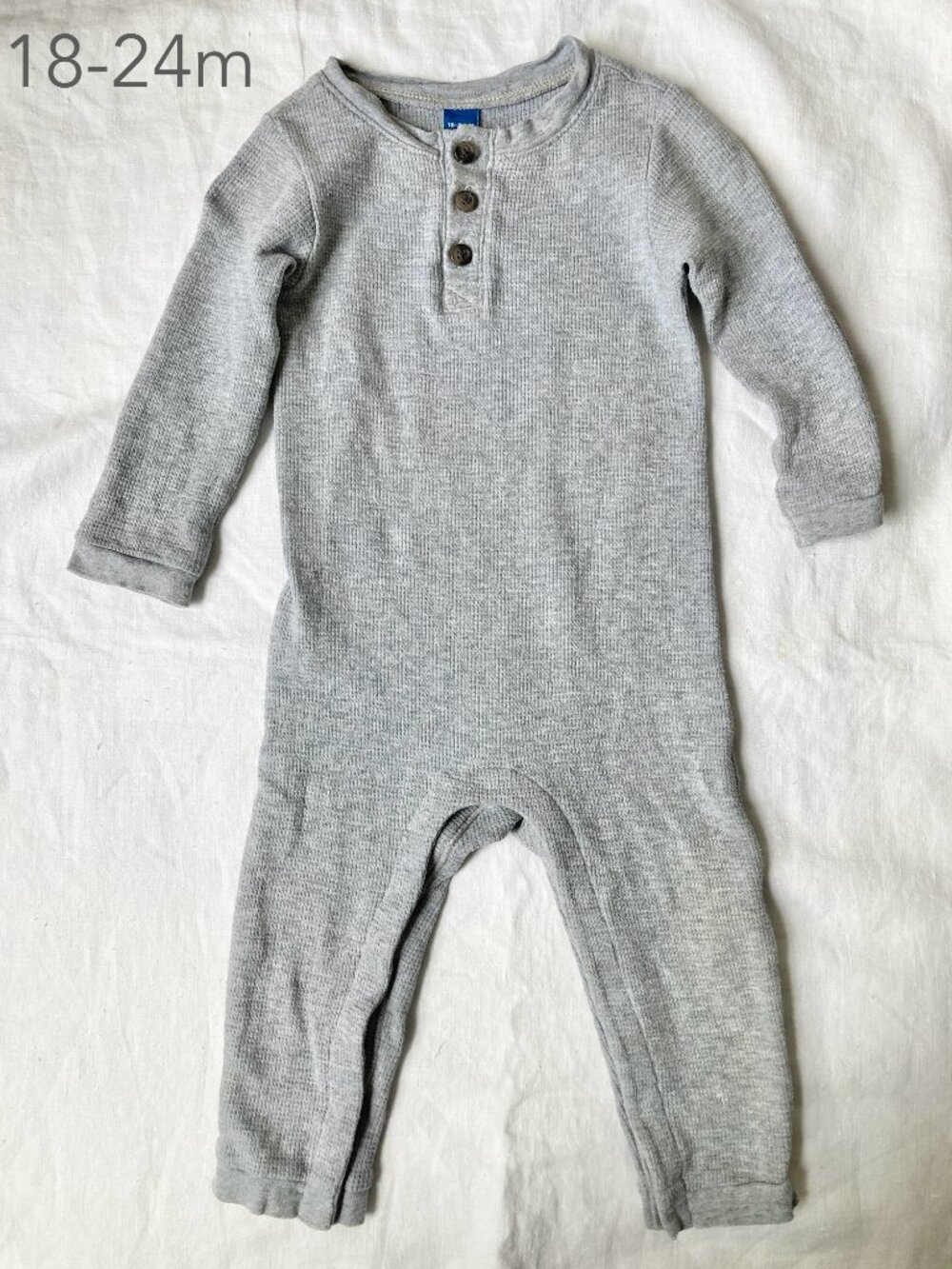 🪴5/$30 Old Navy 18-24 Months Toddler Grey Waffle Romper Fall Winter Neutral